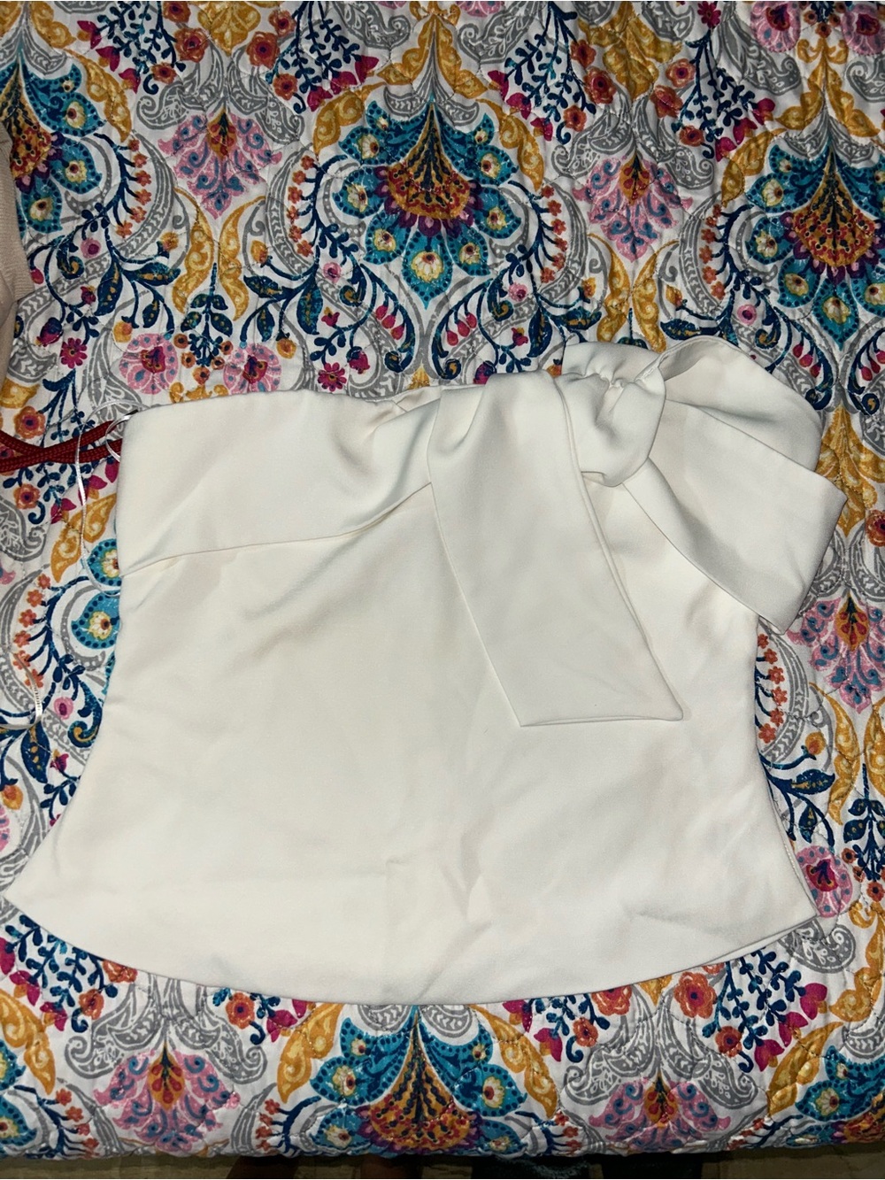 Lavish Alice White One-Shoulder Bow Camisole